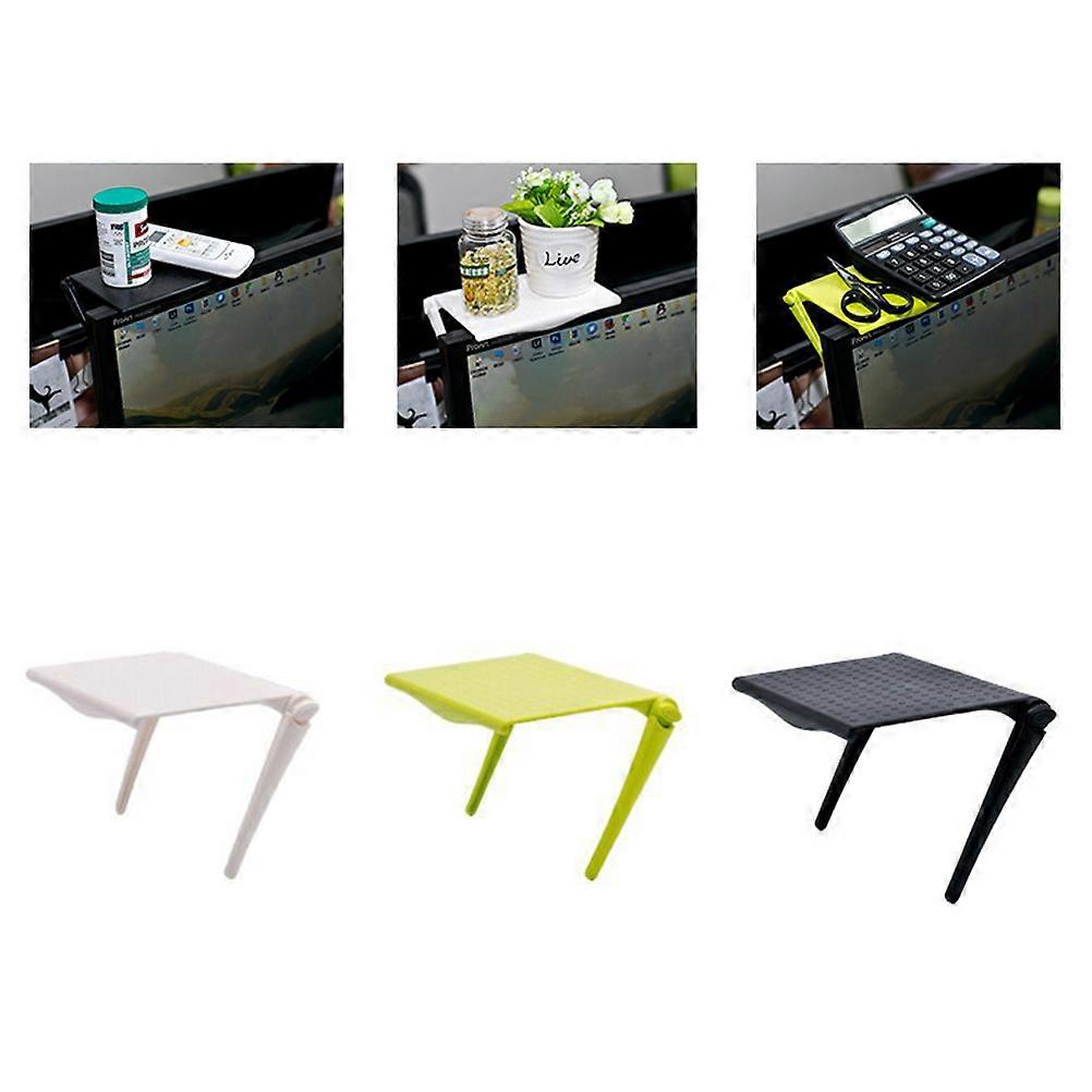White Foldable Computer LCD Display Shelf for Storage Made of Plastic Multifunctional Organizing Desk Space