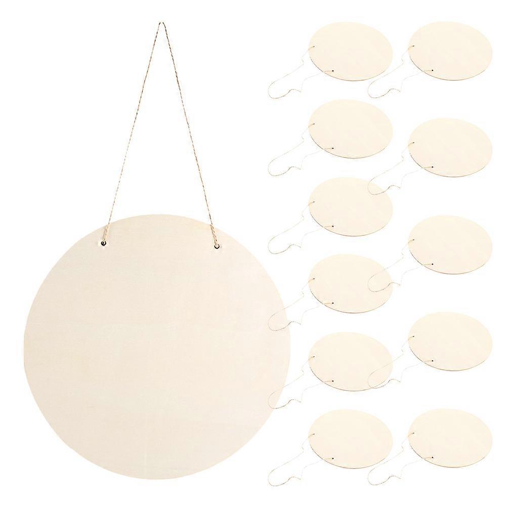12pcs Unfinished Wooden Signs with Hanging Ropes – Round Wood Plaques for DIY Crafting, Painting, Art Projects, Creative Learning & Group Activities