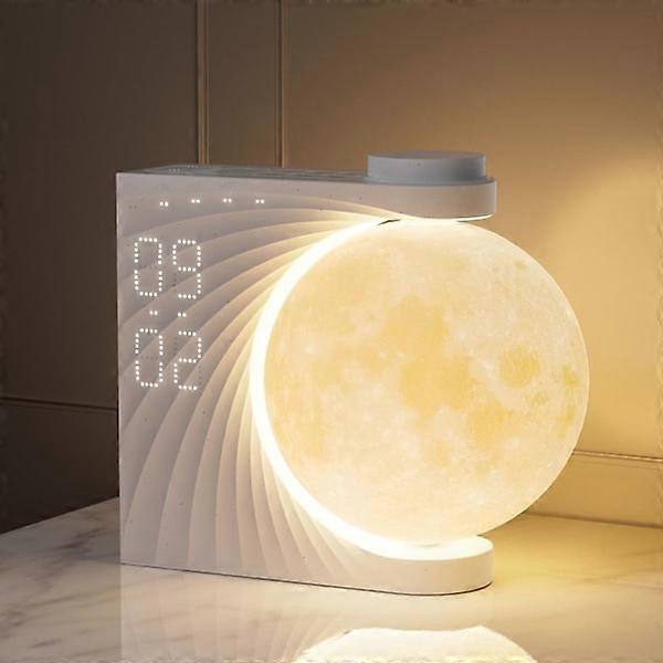 Moon Lamp with Light Alarm Clock, 2 Alarms, 8 Colors RGB, 10 Sounds, 3 Brightness Levels