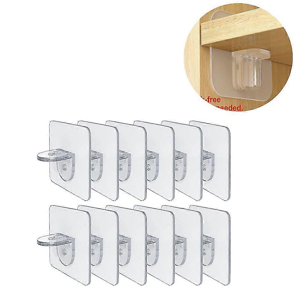 12 قطعة لكمة الجرف الحرة دعم الوتد ذاتية اللصق أرفف مقاطع لخزانة المطبخ رفوف الكتب-Str