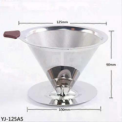 Stainless Steel Coffee Filter Double Layer Coffee Filter Pour Coffee Dripper Replacement With Stand Reusable Filter Cone Cup