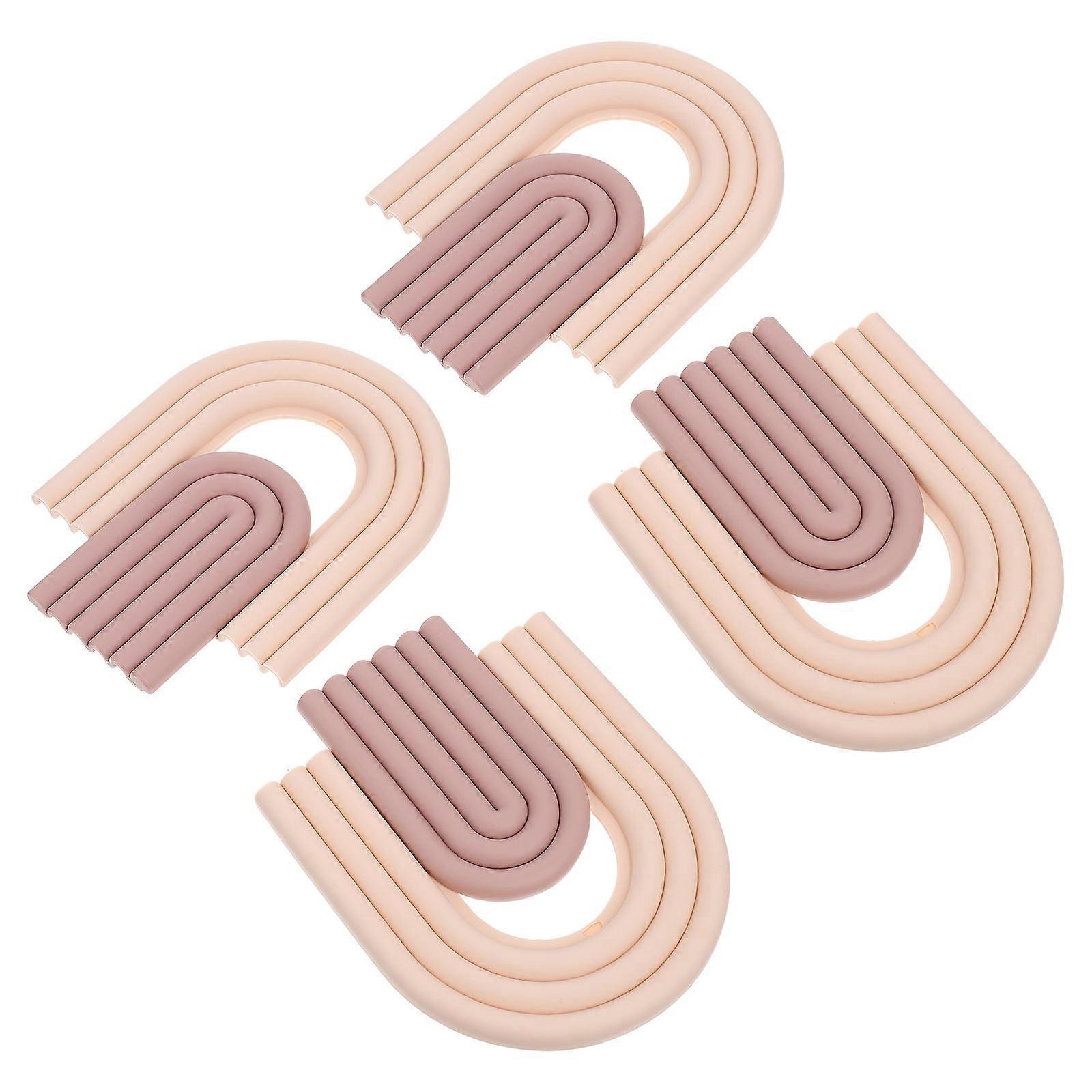 Silicone Heat-resistant Mat for Home Use Coffee Color 4Pcs Easy to Clean and Assemble 17.7x1.57