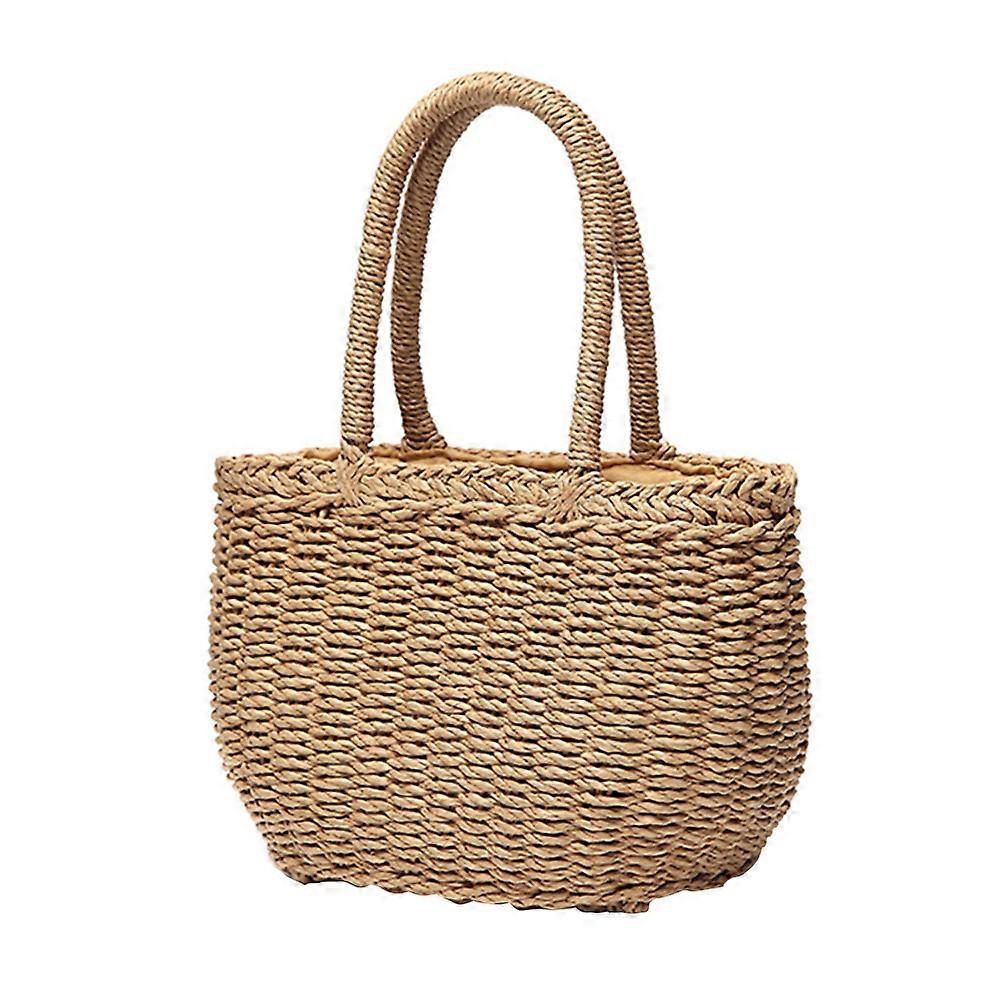 Here's an **elegant product description** tailored for your item:
**Elegant Khaki Handwoven Handbag – Stylish Straw Tote for Casual Wear**
Add