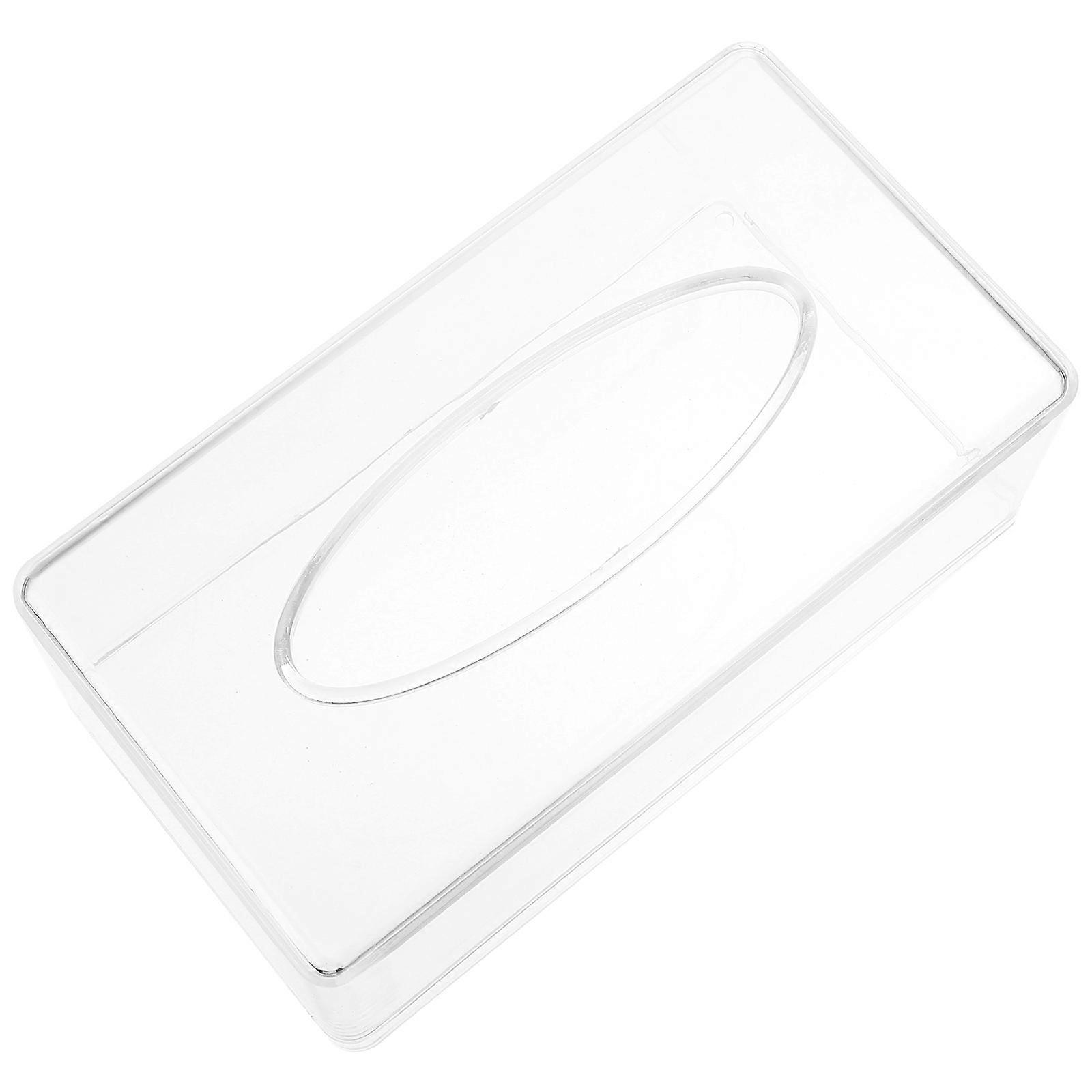 Rectangular Tissue Box Holder Transparent Tissue Storage Household Users 22.3X12X9Cm Compact 1Set
