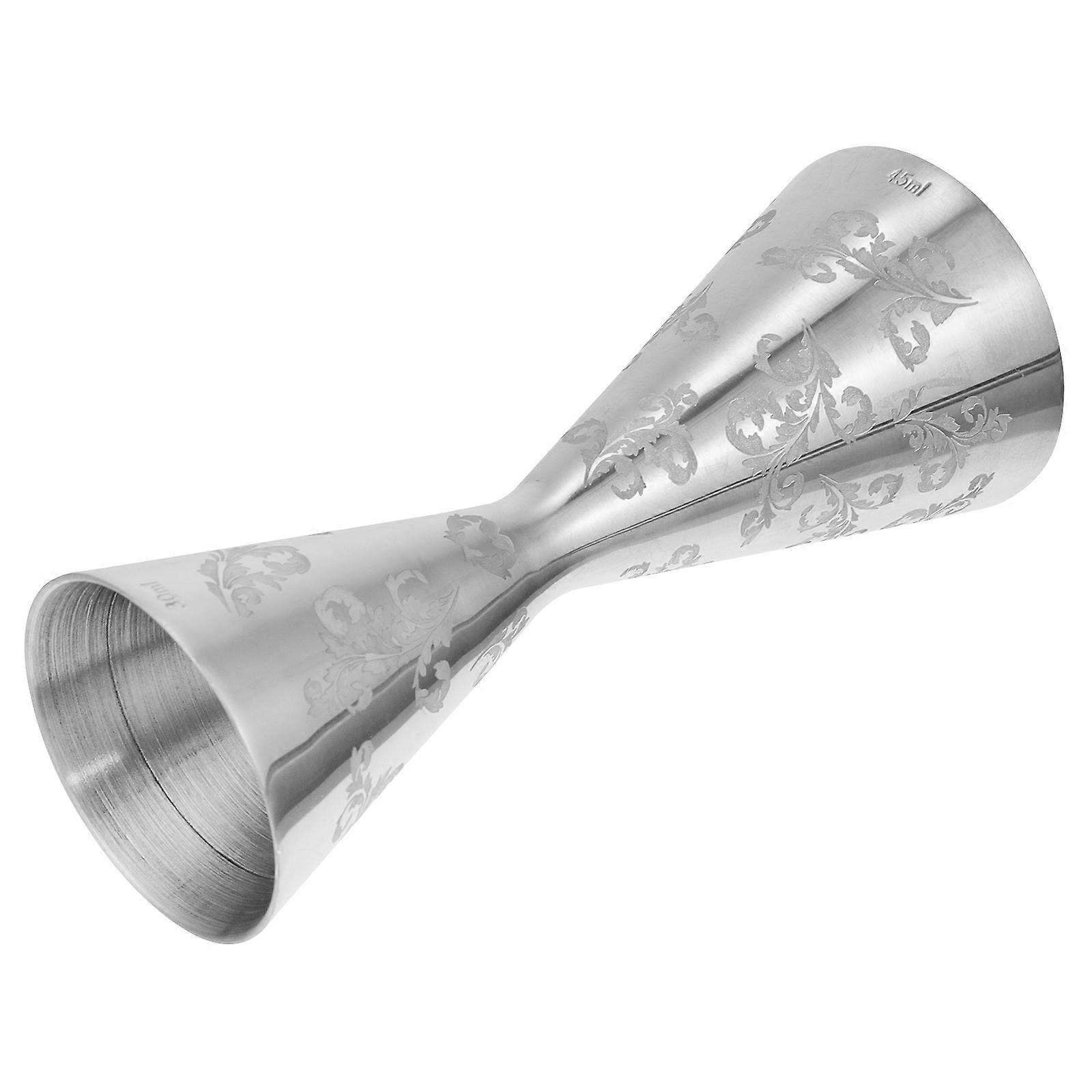 Stainless Steel Double Jigger Measuring Cup with Leaf Pattern for Bartending, Cocktail, and Wine Pouring – Bar, Restaurant, Home Use