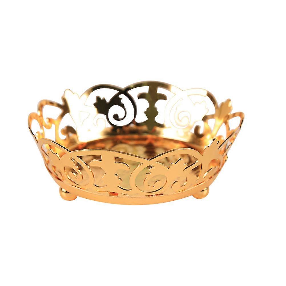 Snack Container Multi-function Dessert Tray Home Use Golden Color Premium Iron 1Pcs
