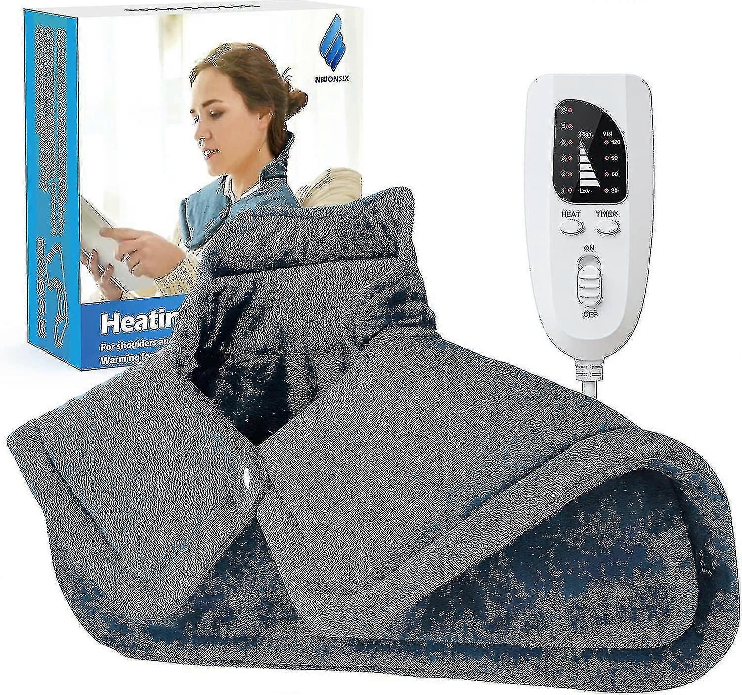 Electric Heating Pad for Neck & Shoulders, Weighted, 16x23", Blue