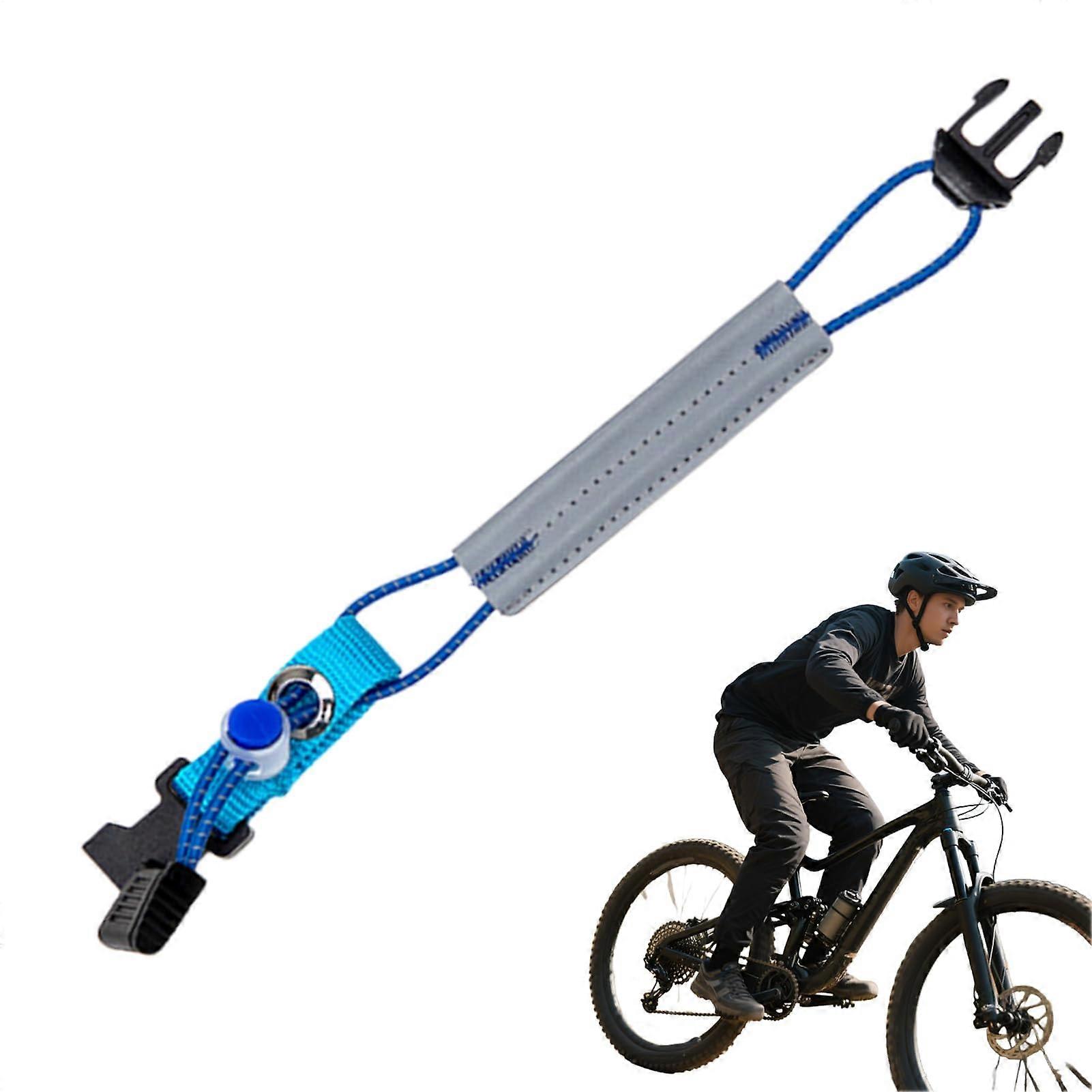 Bicycle leg bands – adjustable elastic reflective straps,  visibility, night light blue.