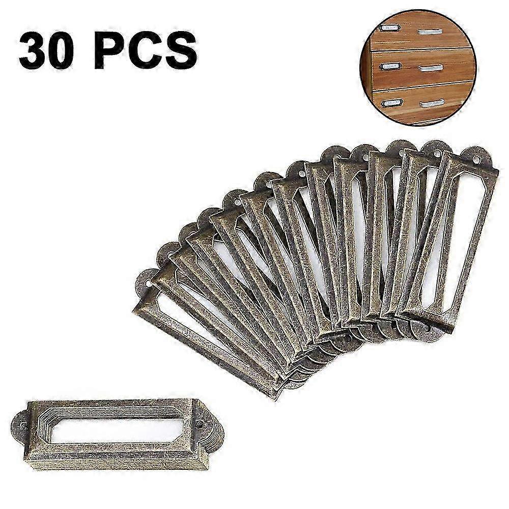 30 Pieces Card Holder Drawer Pulls & Label Frames - Cabinet Tag Holders for File Name Cards & Organizing Storage Solutions