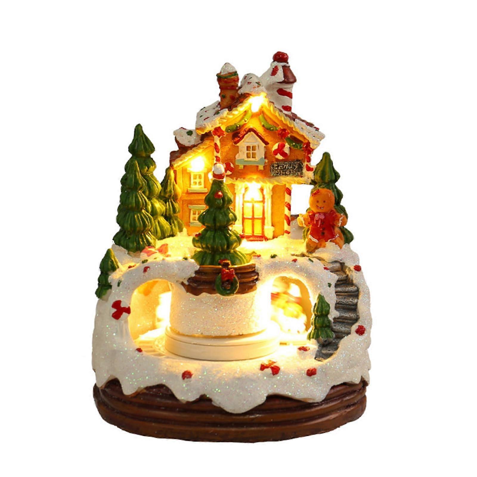 Weihnachtsharz House Tabletop Display Living and Song for Festive Atmosphere BatteryPowered Decoration Holiday Party