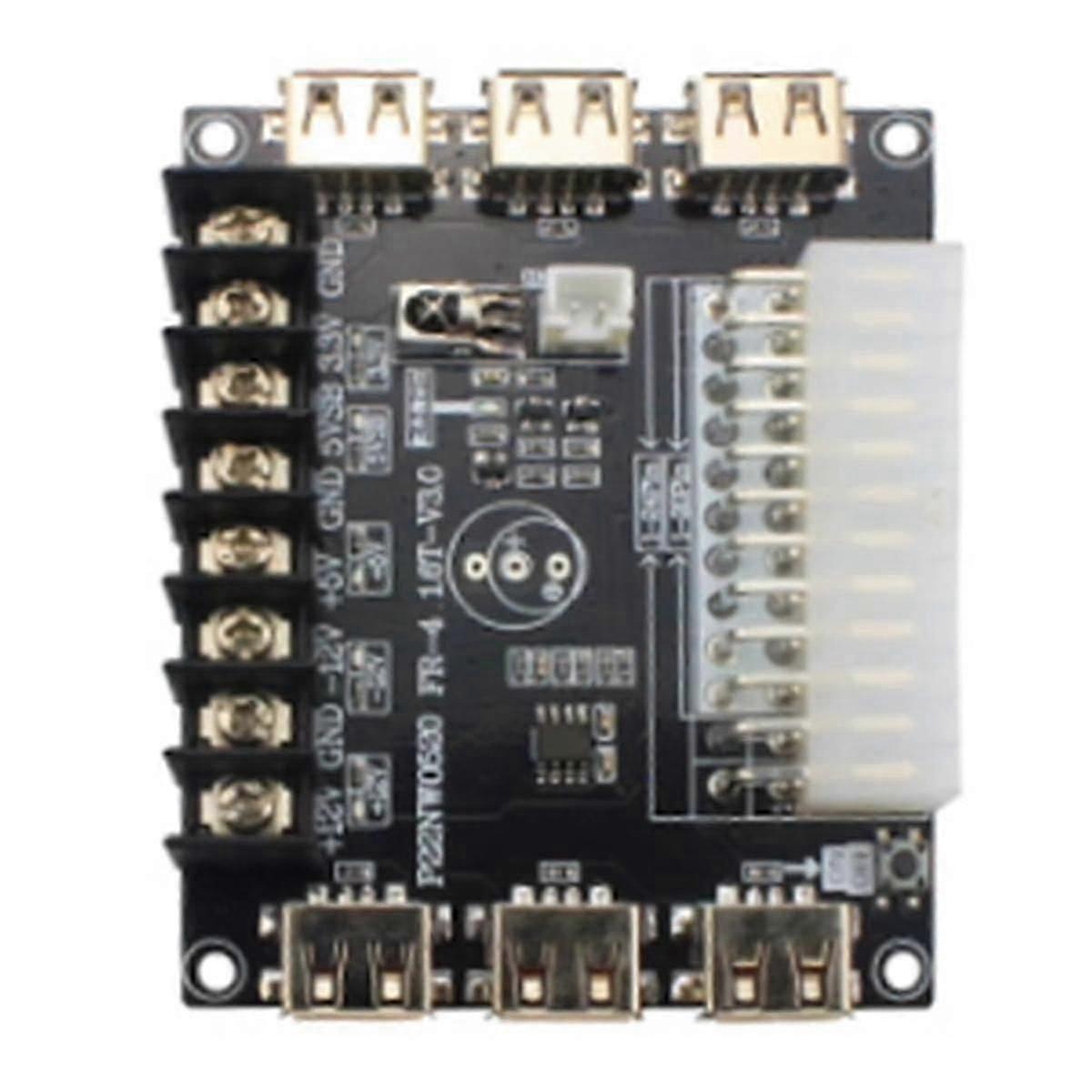 24 Pins ATX Power Supply Breakout Board and Acrylic Case Kit Module Adapter Power Connector Support 3.3V/5V/12V