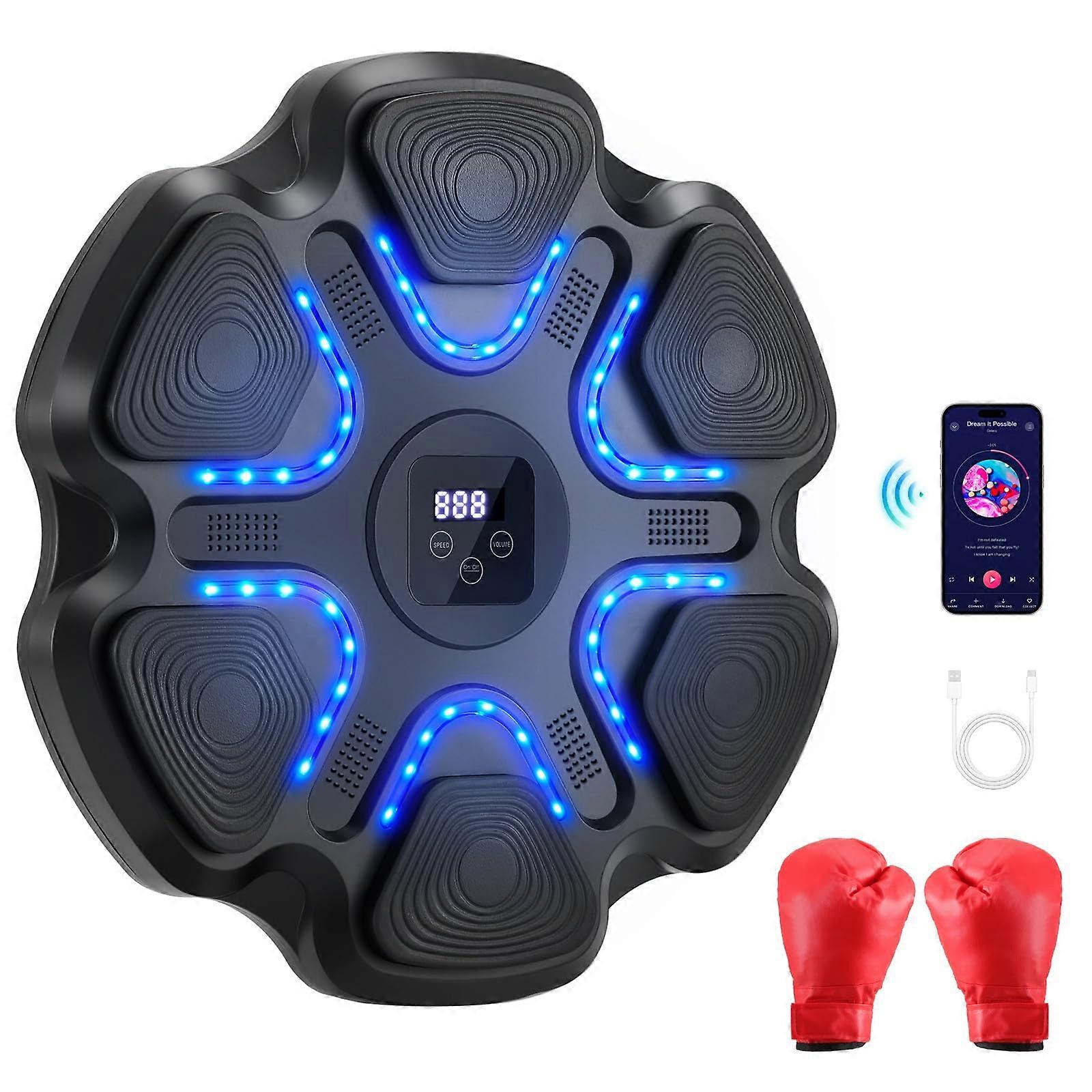 Music Boxing Machine, Smart Punch with Bluetooth, Light, 9 Speeds 5 Volume
