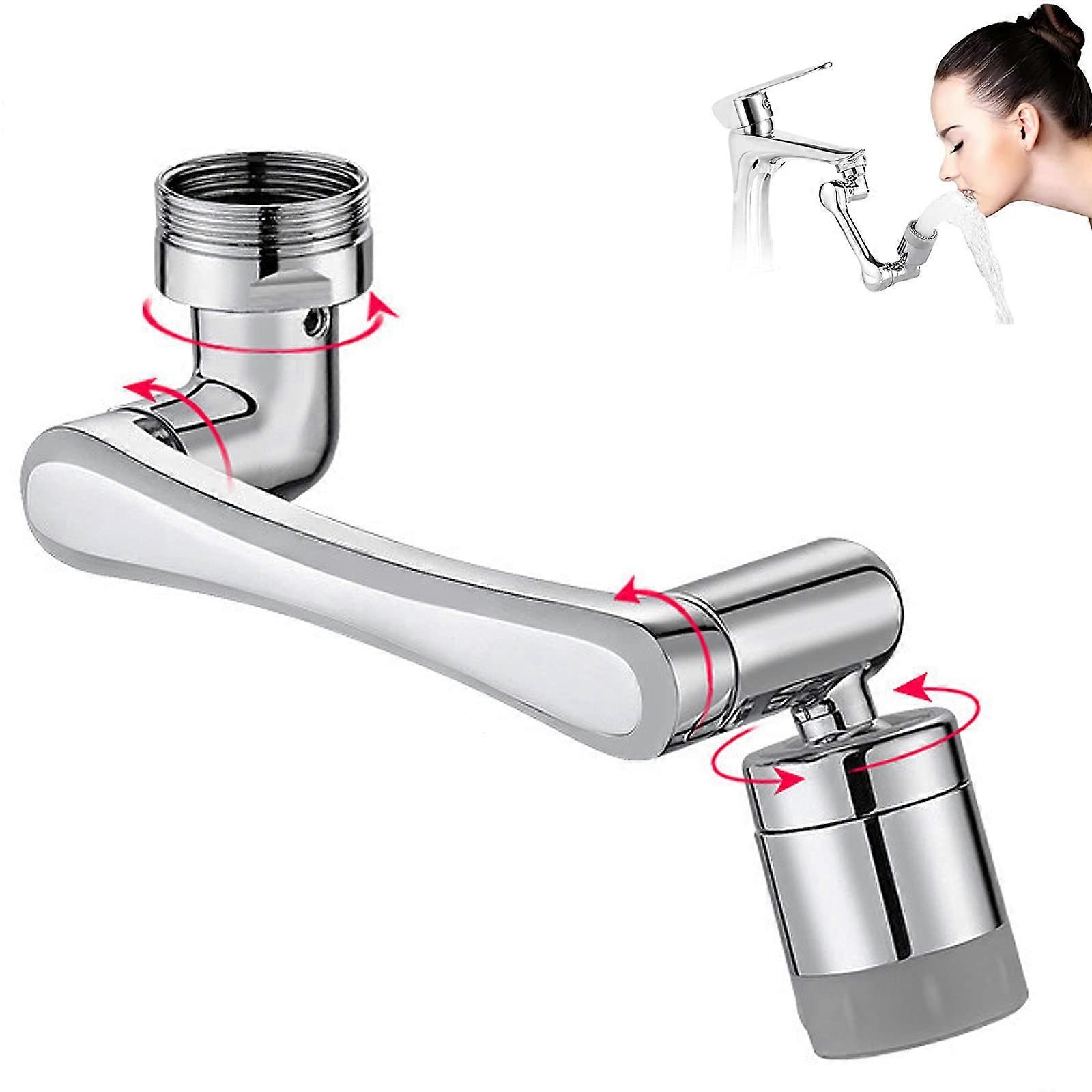 Aerator Tap Attachment, 1440 Degree Rotatable, Extension For Taps, 2 Spray Functions, Water-Saving Regulator, Silver