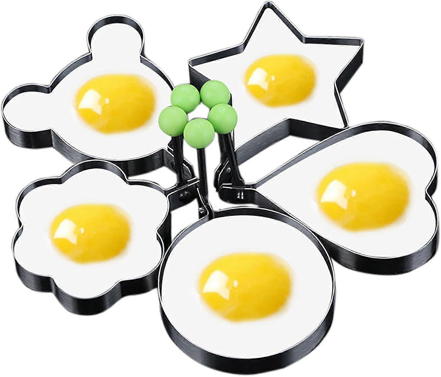 Stainless Steel Egg Molds, 5 Pack 3.5 Inch Different Shape Silver Egg Ring Molds for Cooking and Griddle of Egg, Flapjack, and Bread and Chocolate