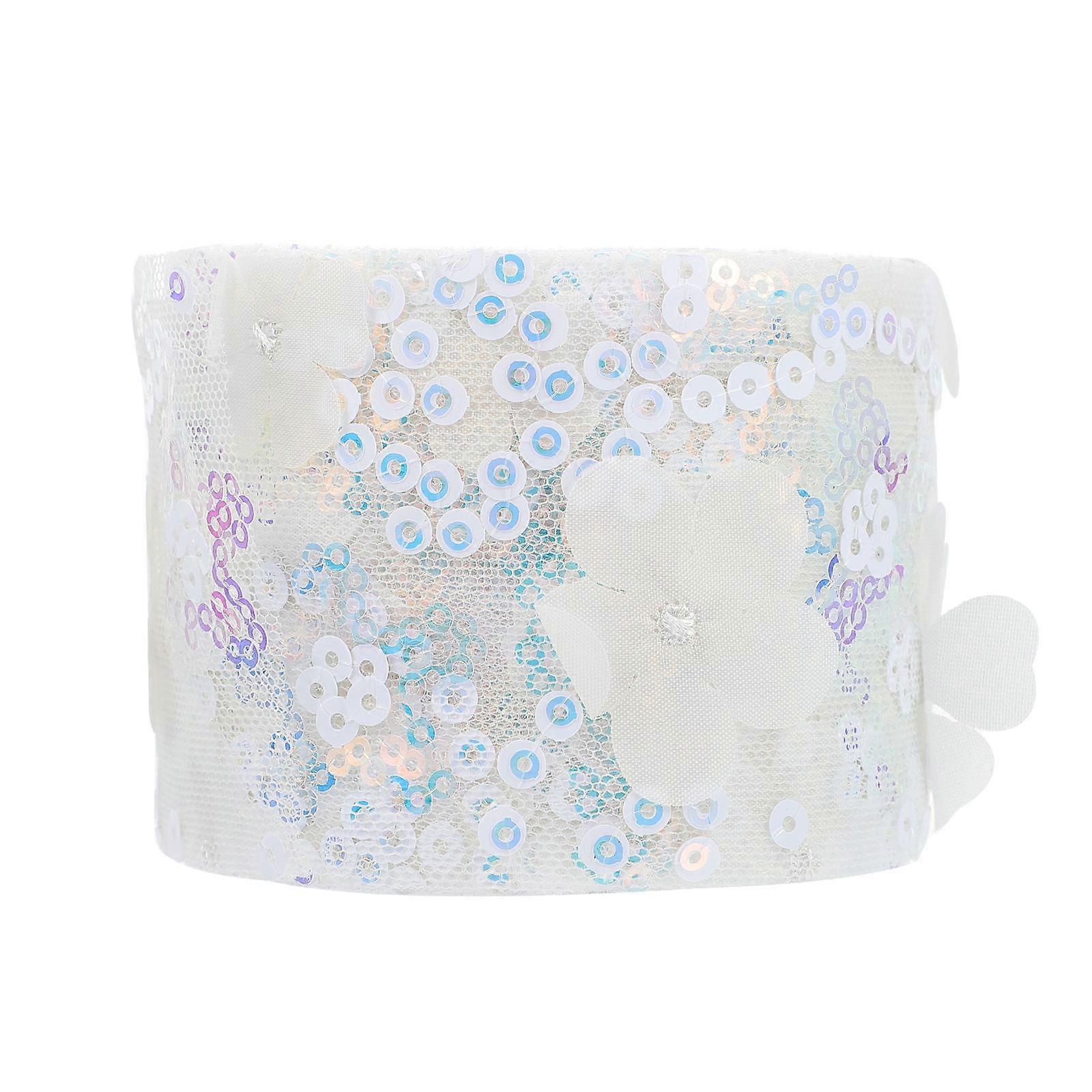 Floral Ribbon Bowknot Webbing Ribbon for Diy Projects Polyester White Used for Accessories for Shoes and Clothing 1roll