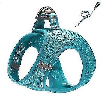 L 32-34cm blue breathable pet traction vest with leash for small dogs, medium and large az5814