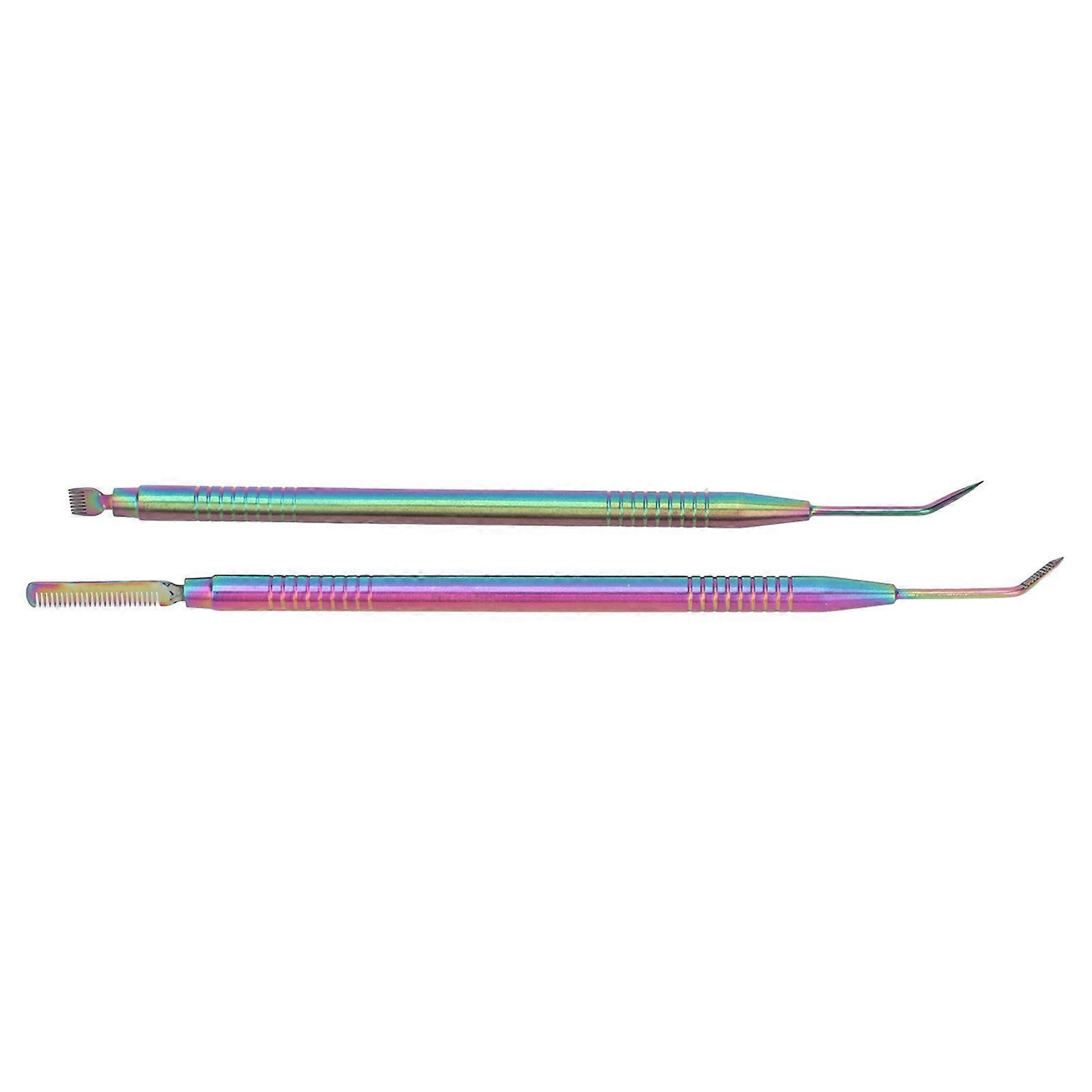 2pcs Eyelash Lift Separator Tools Double Headed Stainless Steel Lash Separation Rod with Comb Colorful