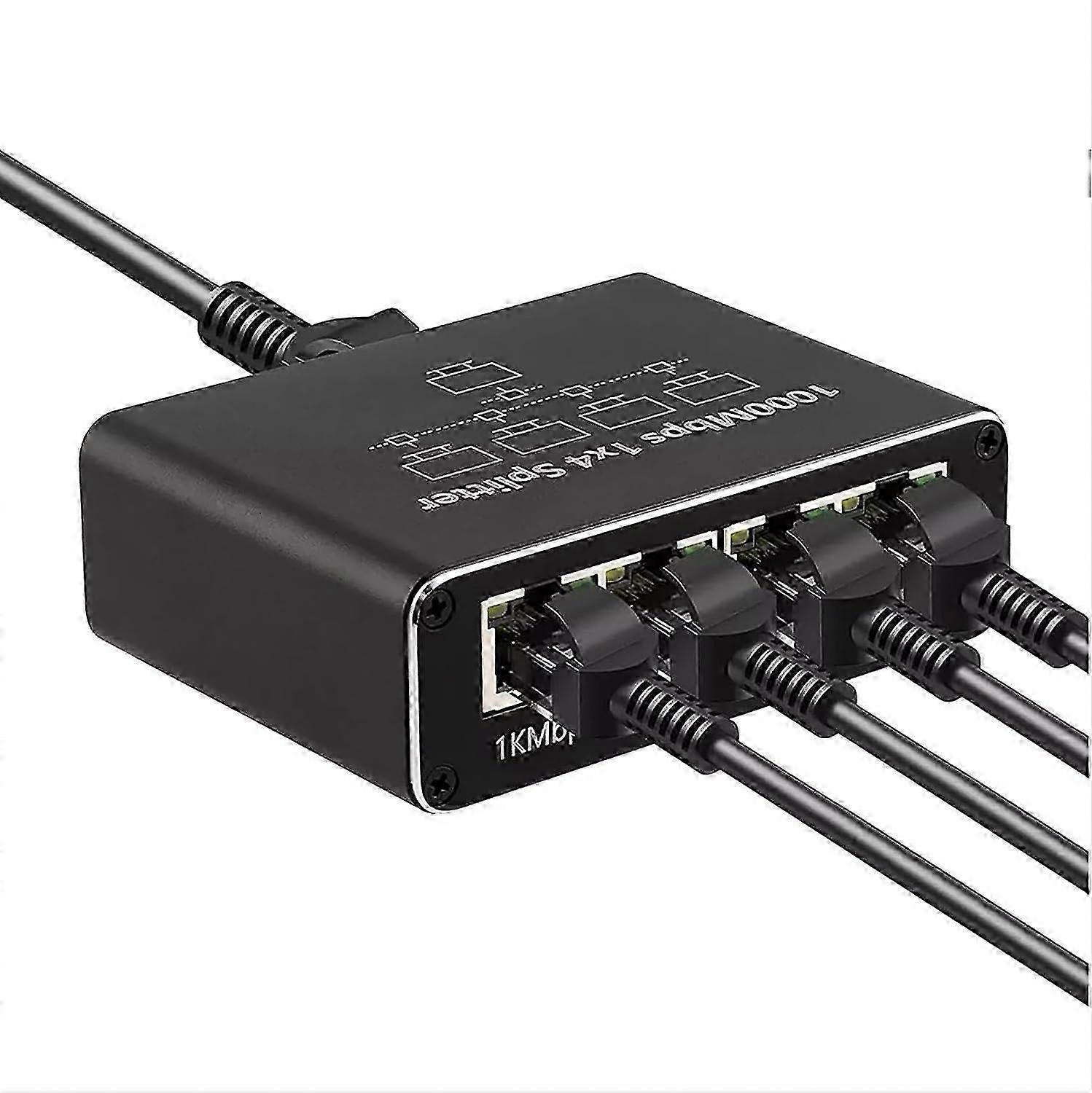 2025 Latest Model Gigabit Ethernet Splitter - 1 to 4 Network Splitter with USB