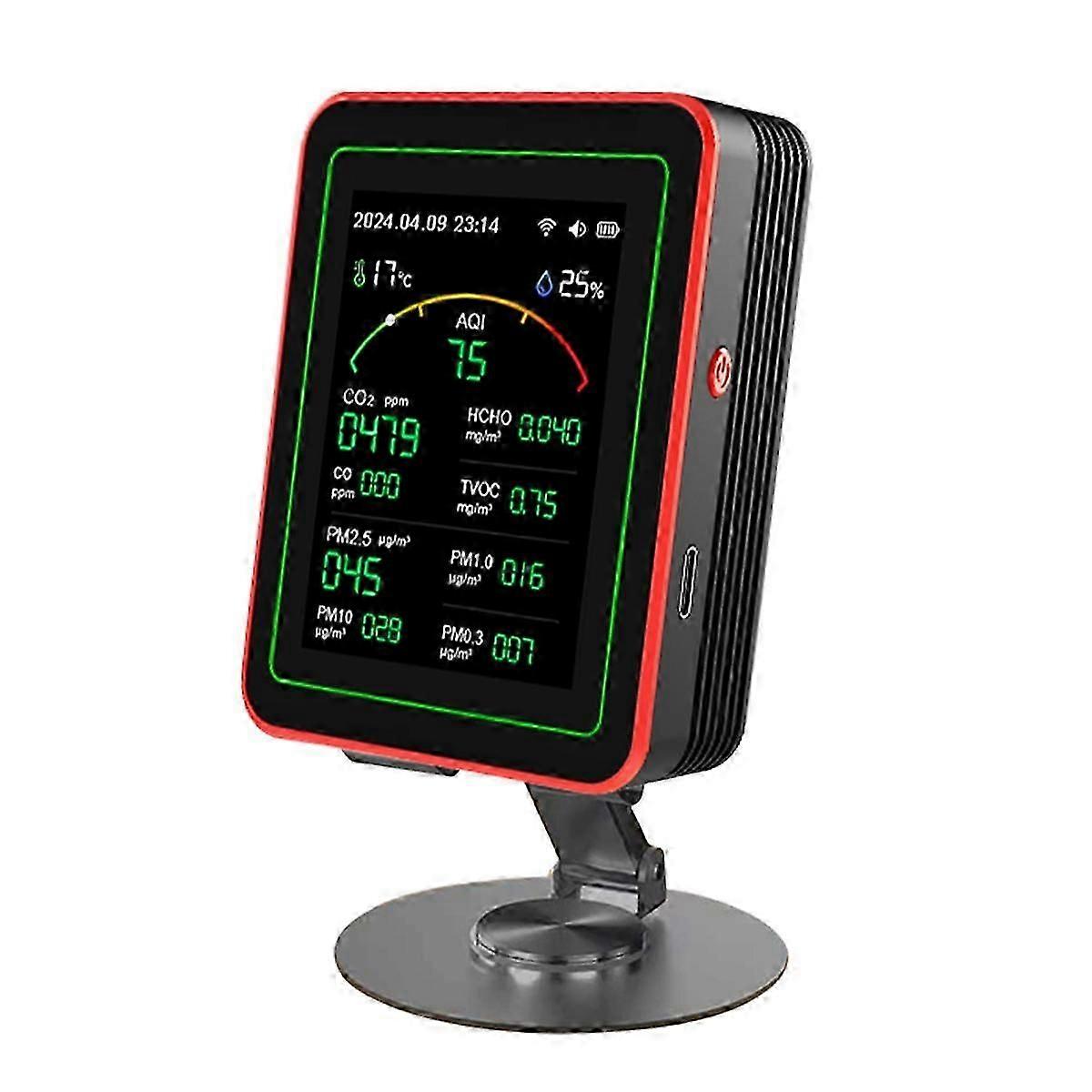 15-In-1 Tuya WIFI Rechargeable Household Digital Air Quality Detector CO2/CO/TVOC/HCHO/PM2.5/Temp/Hu