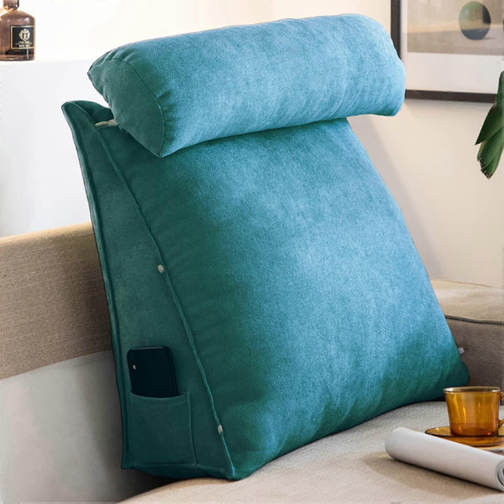 Nordic Triangle Wedge Cushion Neck Support Adjustable Back Support For Sofa Chair Reading Comfort Sea Blue 60X50X20 cm