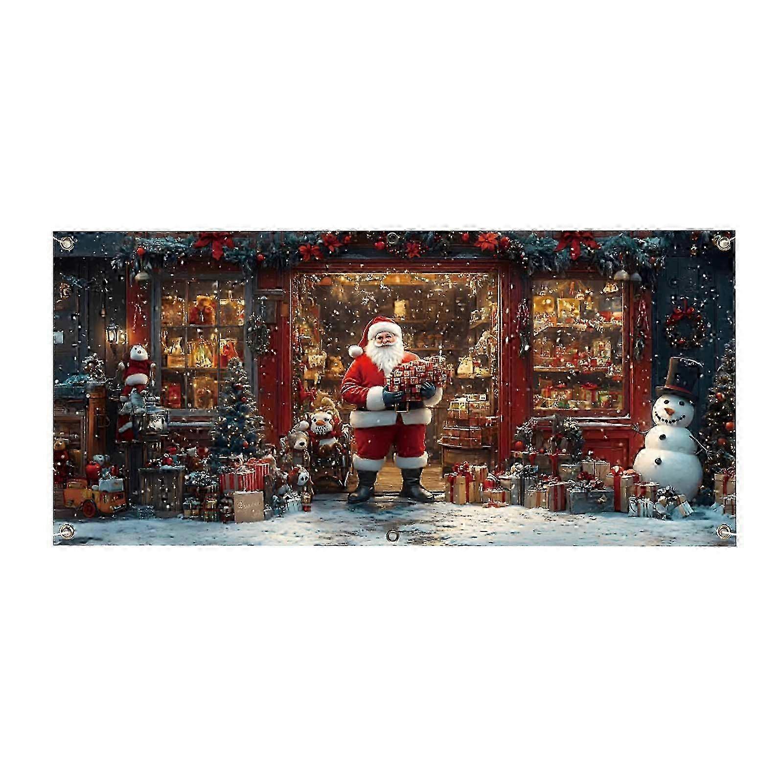 Multi-Color Christmas Tree Banner for Parties: Winter Snowman Background with Merry Christmas Snowflake Decoration