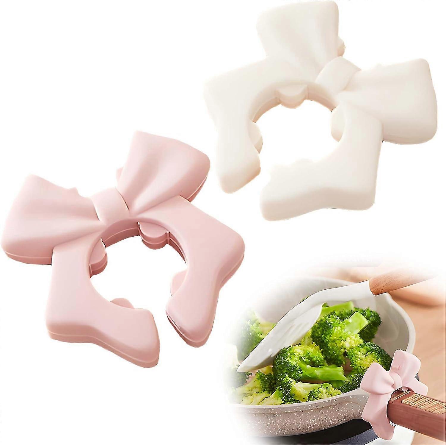 2 pieces Bow-Shaped Silicone Spoon Rest and Spatula Holder - Creative