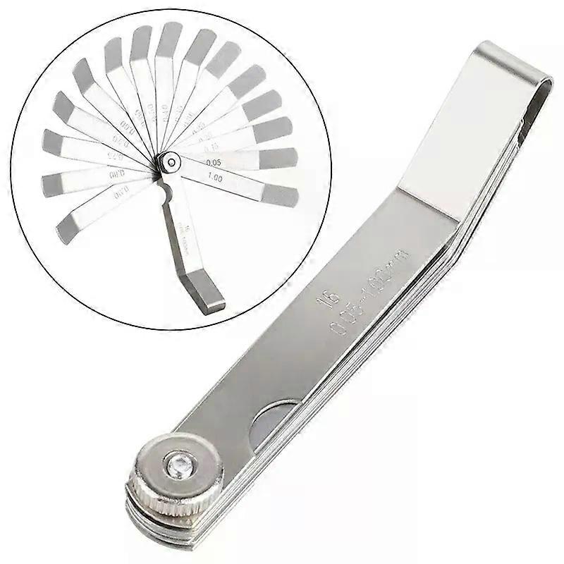 16 Blades Metric Feeler Gauge 005-10mm Curved Valve Offset Meansurement Tool for Spark Plug Gap Valve Tappets