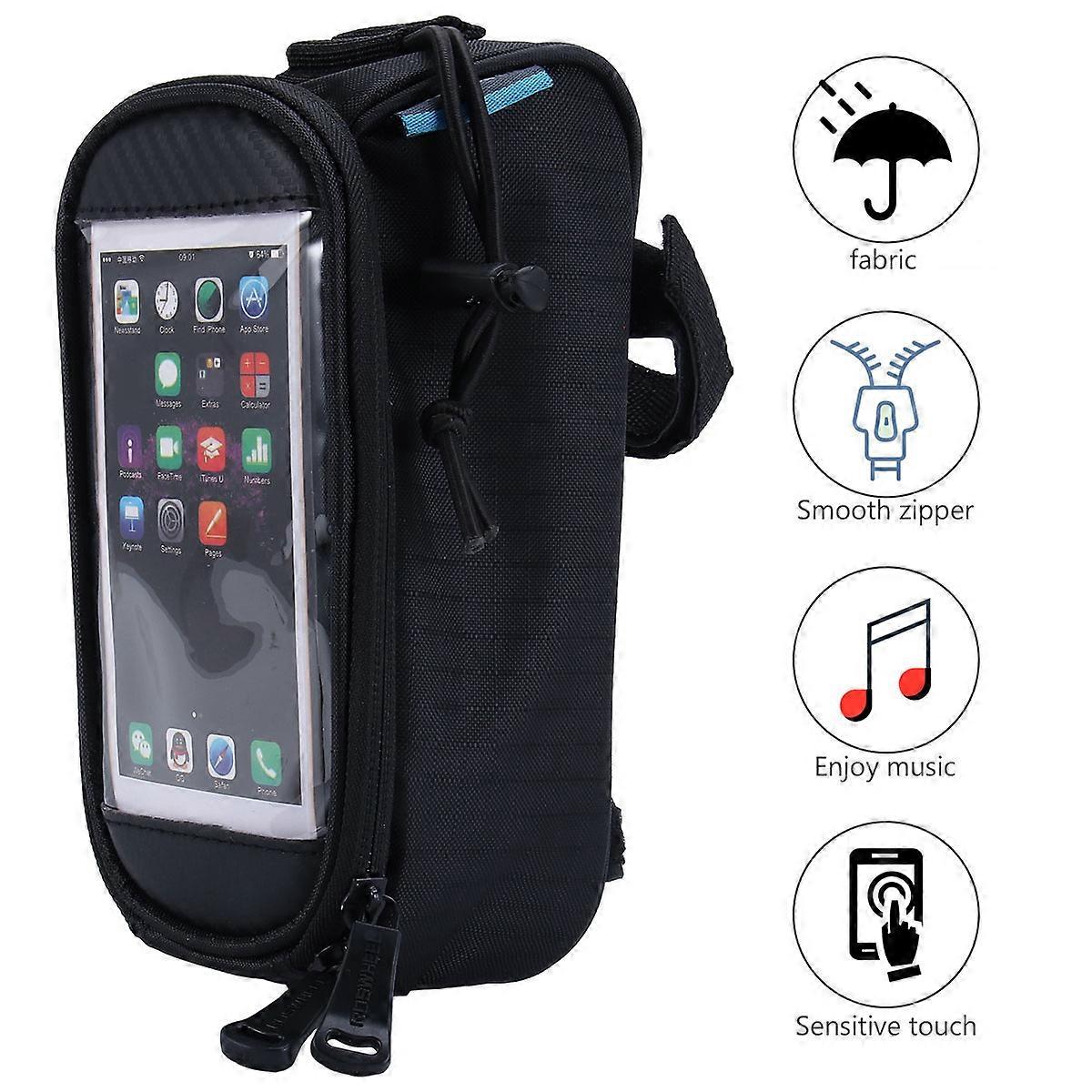 Cycling Phone Bag Designed For Bikers With Portable Carry And Headphone Hole Functionality In Black 1Pcs