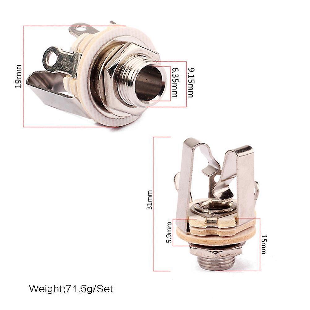 Stereo Guitar Jack Socket Connector for Guitar Use 6Pcs Panel Mount Output Jack