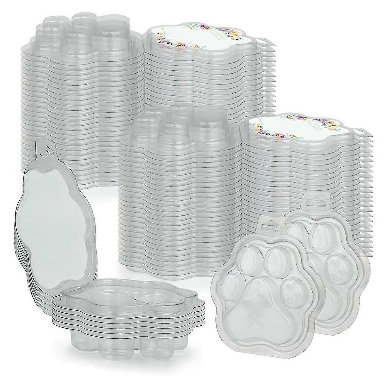 100 Pack Wax Melts, Cat'S Paw Transparent Empty Plastic
