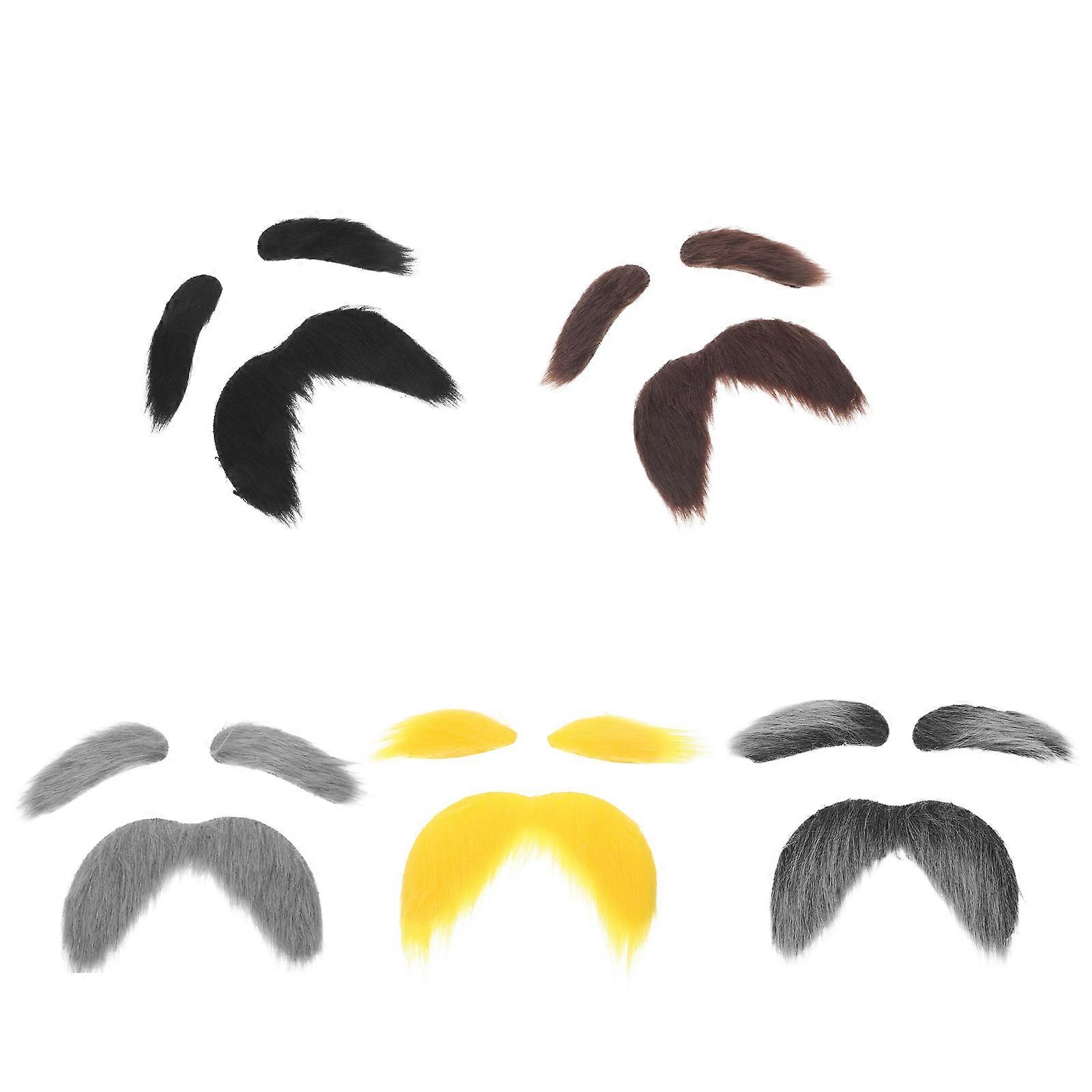 Halloween Fake Beard and Eyebrow for Costume Party 5Sets Old Man Props