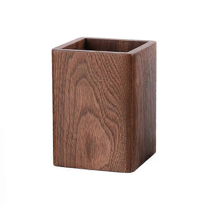 Solid Wood Creative Pen Holder, Black Walnut Desktop Storage Box, Simple Japanese Learning Office St