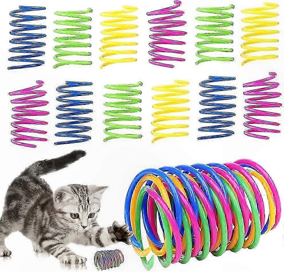 32-Pack Colorful Spiral Springs for Cats, Interactive Toy for Biting, Jumping, and Chasing Fun Activities