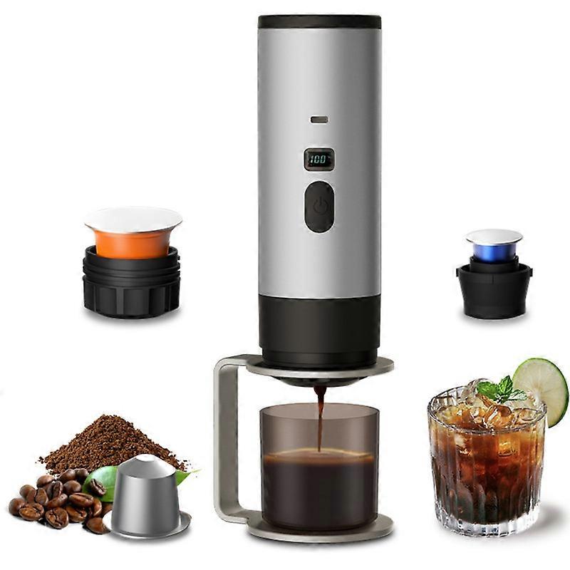 Grundig Portable Coffee Machine with Digital Display Type C Charging Compatible with Coffee Powder Nespresso and Dolce Gusto Capsules