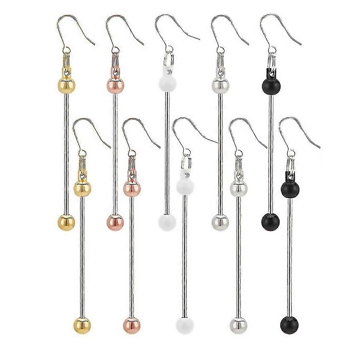 Pour 5 couleurs perlables barres de boucles d’oreilles 10pcs perlables