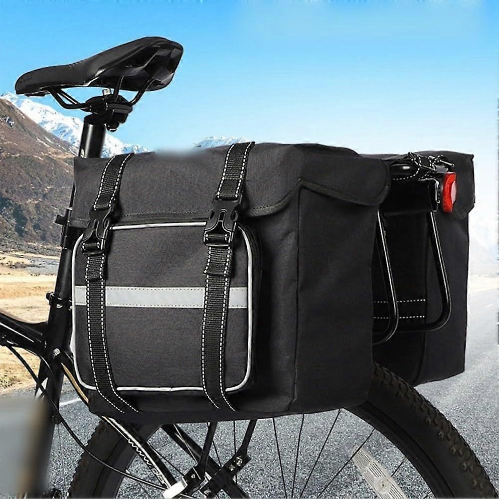 E Bike Saddle Bags 25L Capacity With Reflective Strips For Secure Attachment And Gear Storage, Gray With Rain Cover