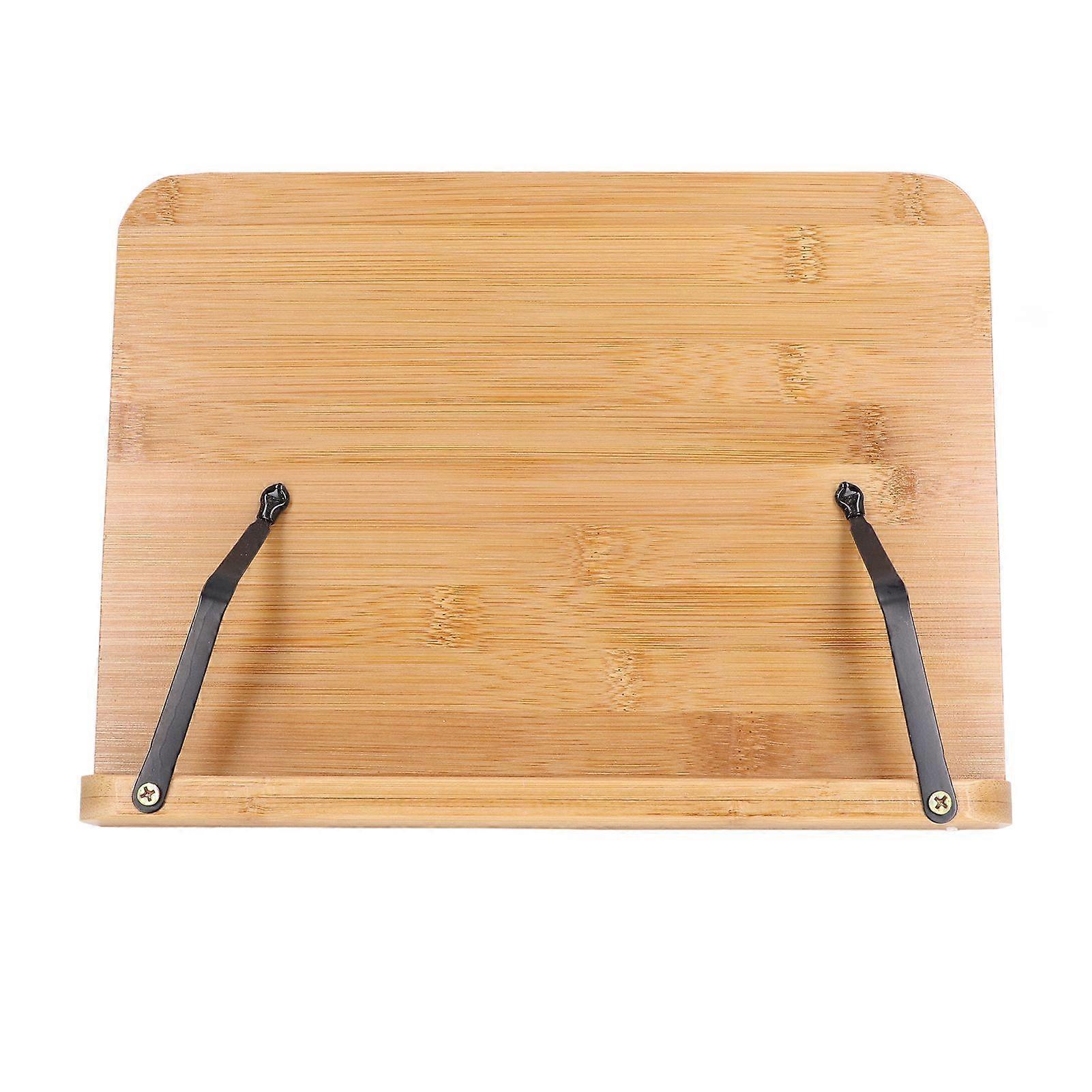 Bamboo Book Stand Foldable Wooden Cookbook Holder with 5 Angle Adjustable for Tablet Textbook Music Document