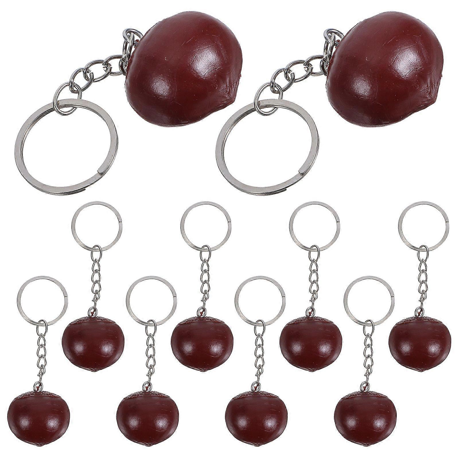 10pcs Realistic Chestnut Keychain Pendant 1:1 Simulation Food Keychain for Bags Keys And Backpacks Cute Portable Decorative Charm for Everyday Use