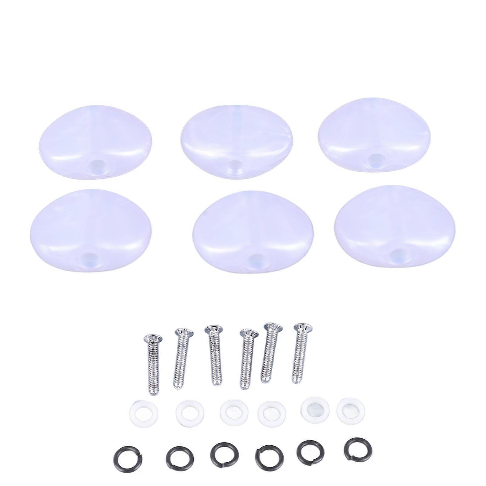 Lot de 6 boutons d'accordage en plastique pour guitare acoustique et électrique, blancs