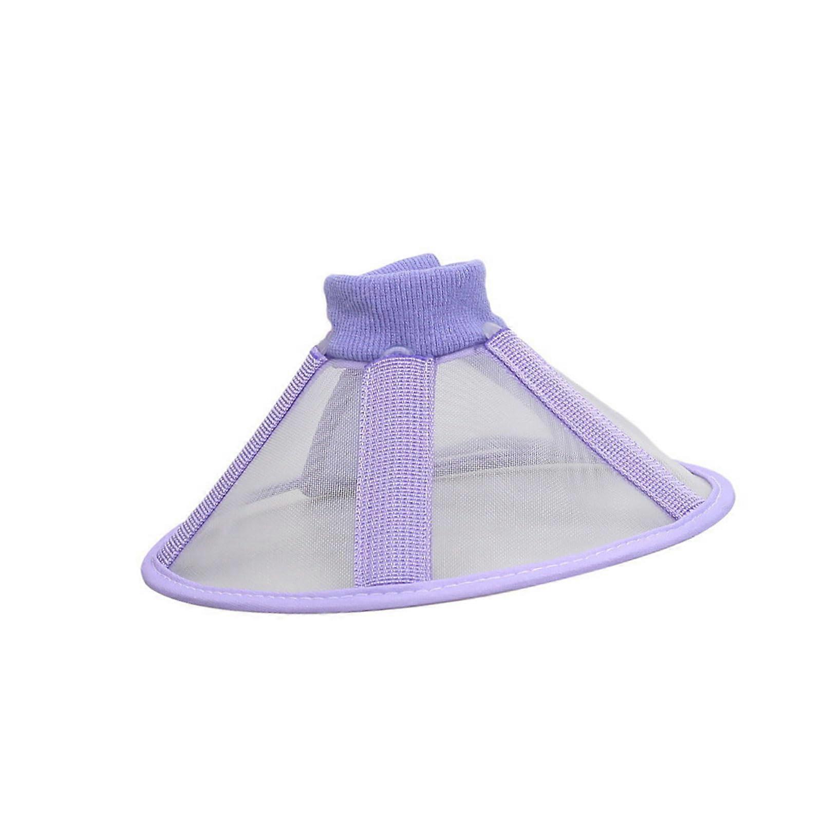 Elizabethan Collar For Pet PostSurgical Wound Protection, Soft Net Cone, Adjustable Neckband, Size S, Purple