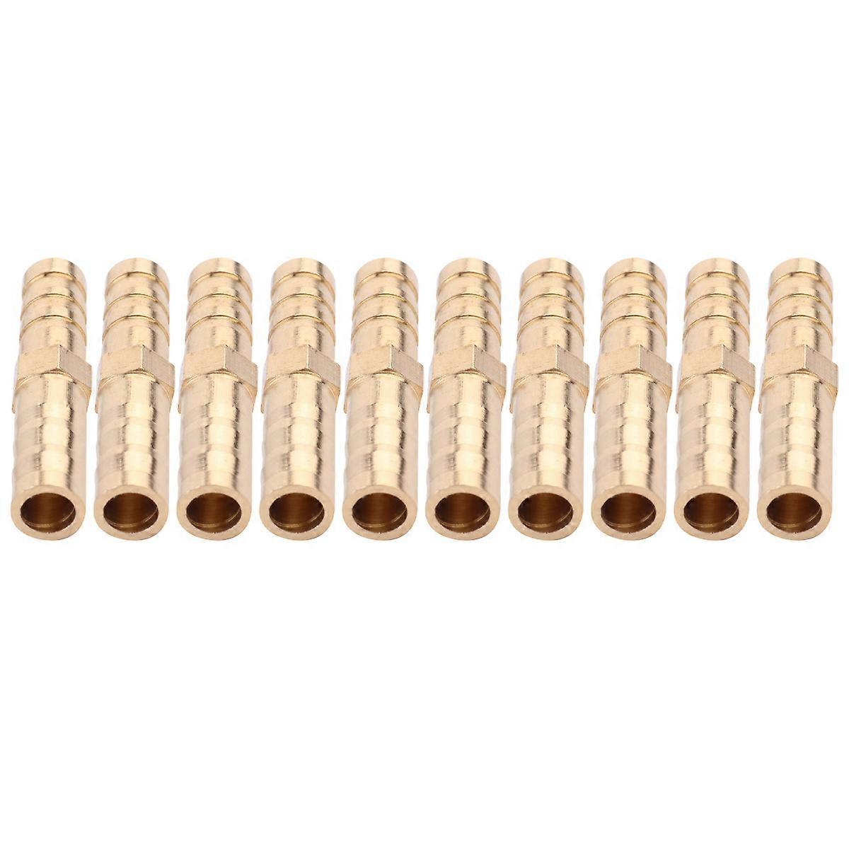 Brass Coal Gas Hose Barb Fitting Connector for Pipe 10Pcs Golden Color