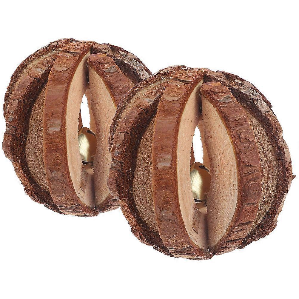 Pet Chew Toys Wooden Ball Shaped for Teeth Grinding 6Pcs