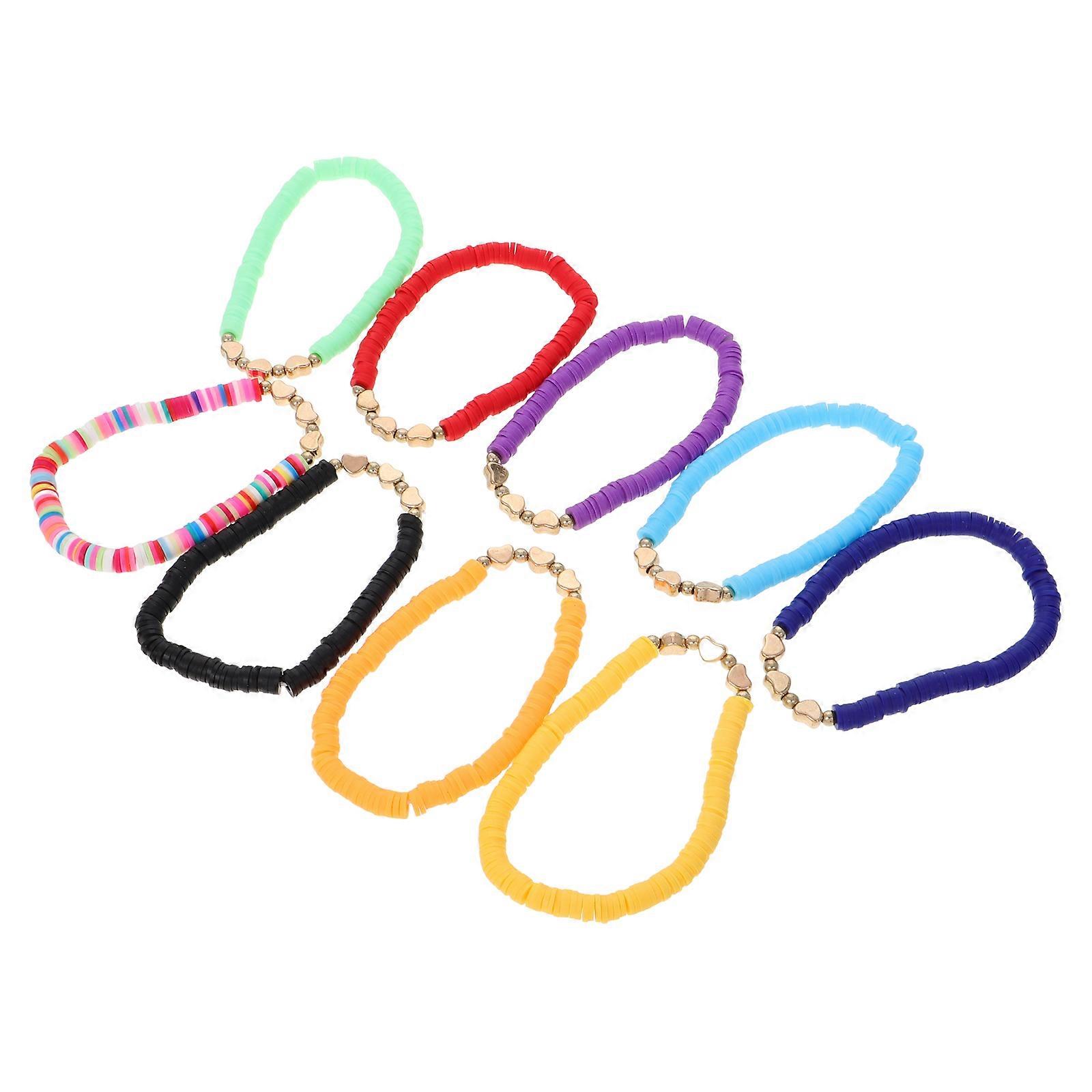 Assorted Color Polymer Clay Bracelets For Women Ideal For Summer Beach Festivities Multilayer Design 18Pcs