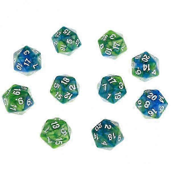 2x 10 Packs D20 Multi Side Dices for Boardplay Toys DND Game Green