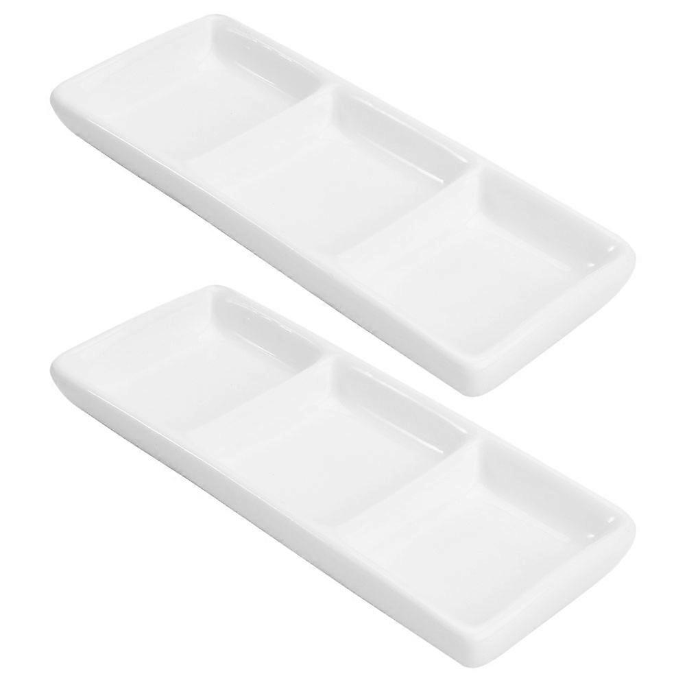 White Ceramic Seasoning Plates for Serving 6Pcs Hot Pot Condiment Tray