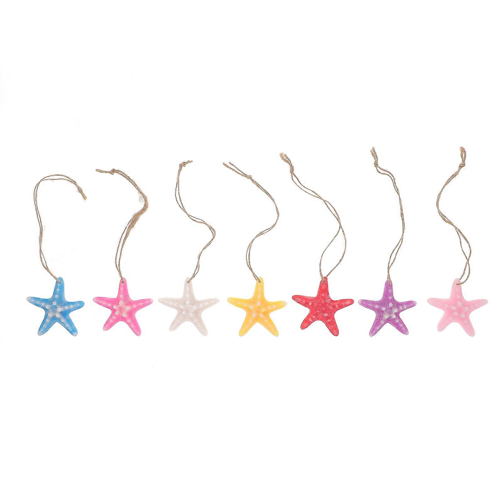 Ocean Themed Resin Sea Stars for Fish Tank Decor with 7Sets DIY Hanging Ornaments