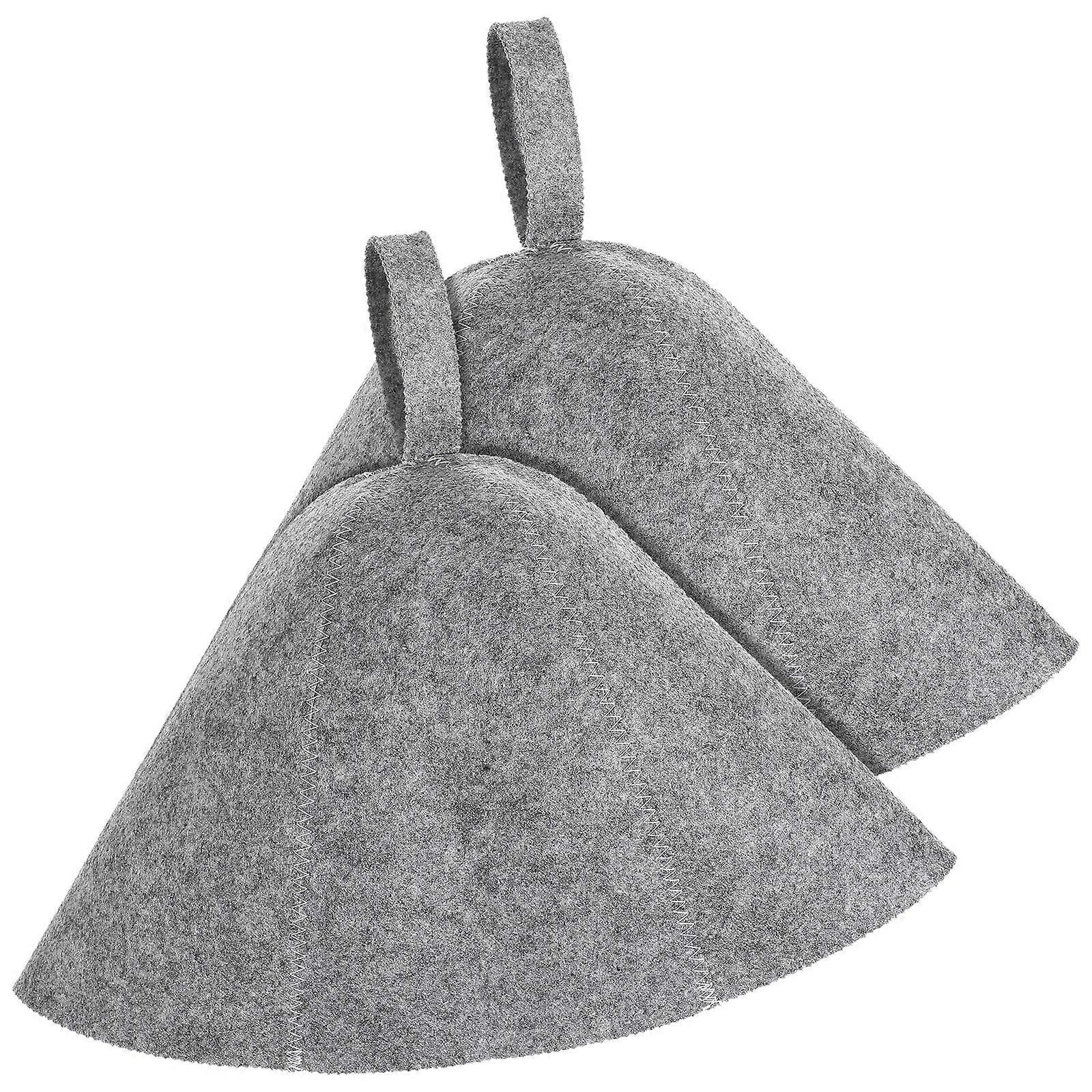 Grey Sauna Cap Felt Sauna Hat for Comfortable Bathing 4Pcs Set