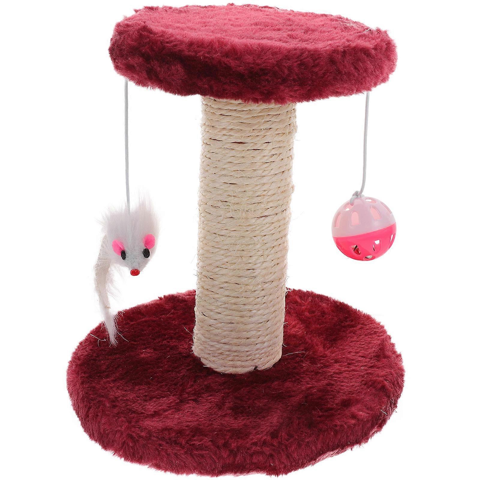 Indoor Cat Scratch Post 3Pcs With Cylindrical Shape Perfect For Kitten Furniture Protection In A Stylish Dark Red Color