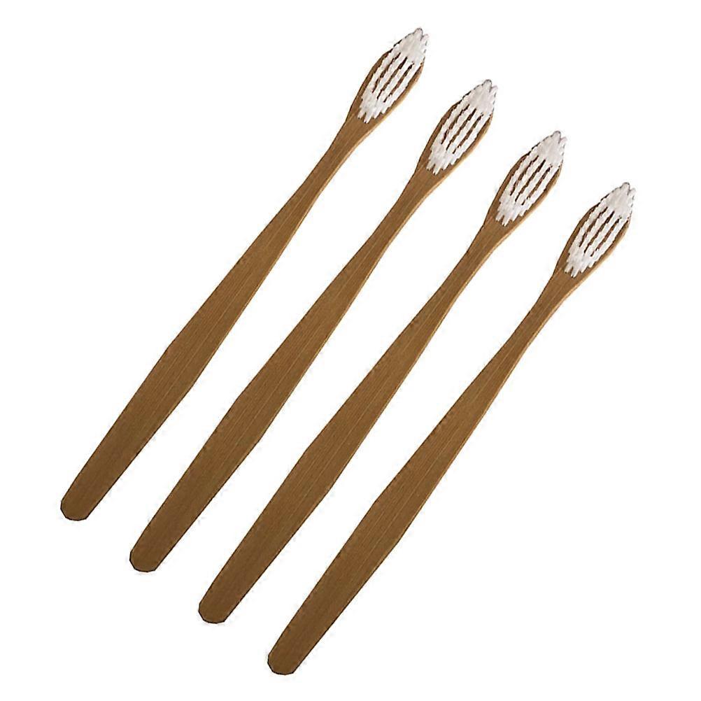 Bamboo Toothbrushes 4Pcs Ergonomic Handle For Travel Home College Use White Bamboo Design Teeth Cleaning