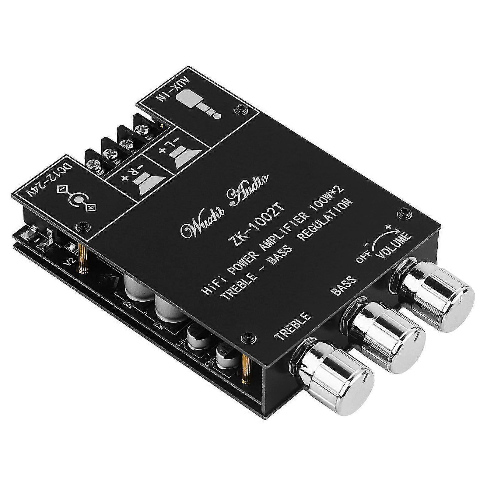 ZK1002T Bluetooth Amplifier Board 2.0CH 100W2 Mini o AMP with Treble and Bass Control
